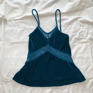 Urban Outfitters Jade Velvet Tank w Lace Cutout